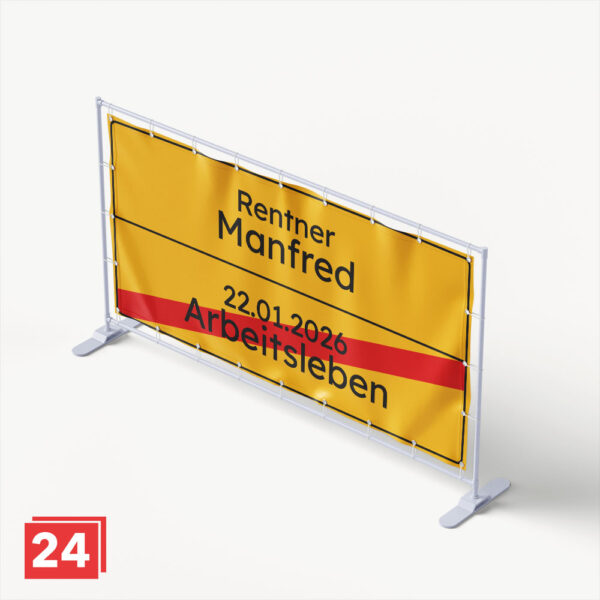 Banner zur Rente als Verkehrsschild