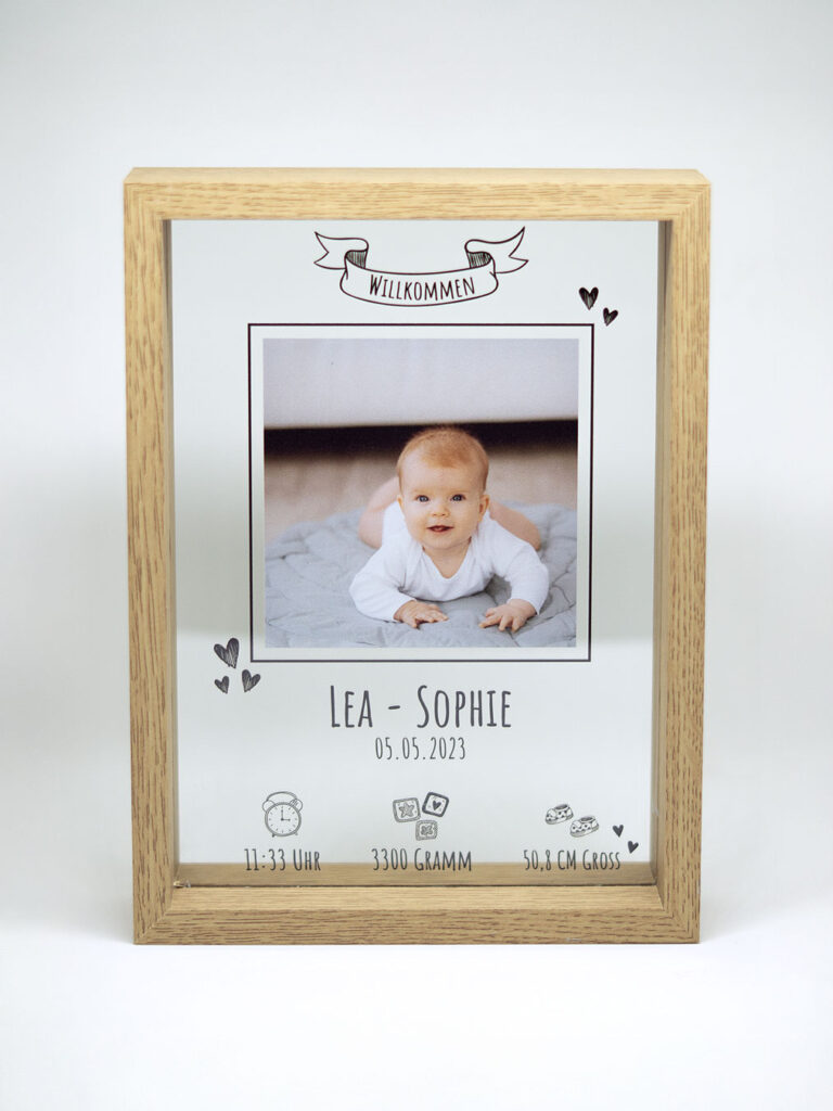 Personalisierter Bilderrahmen für Babys inklusive Geburtsinfos